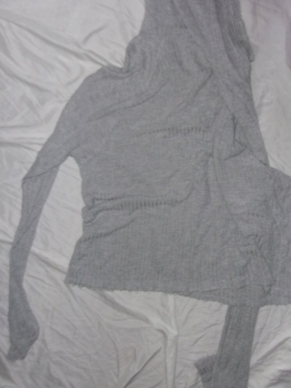 boho distressed hoodie size extra large womens shirt gray waffle knit tee - Picture 4 of 5